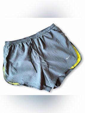 Nike Dri-FIT Running Shorts Women’s Medium Gray Neon Yellow Athletic